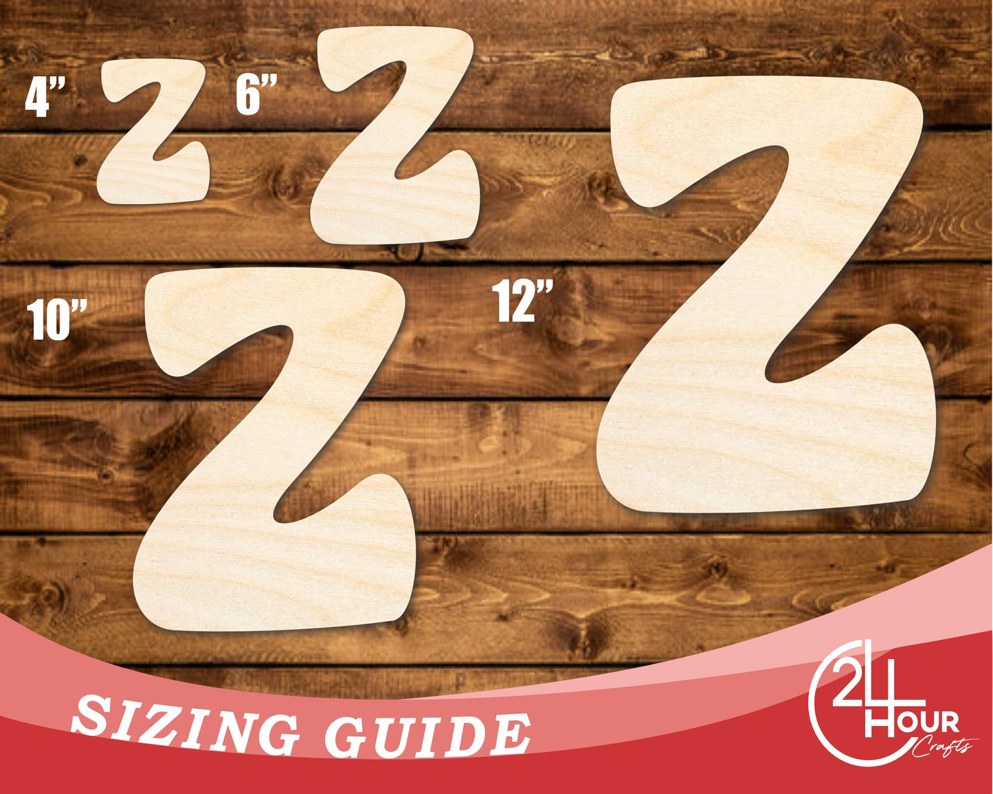 Unfinished Wood Groovy Z Font Shape | DIY Craft Cutout | up to 46" DIY