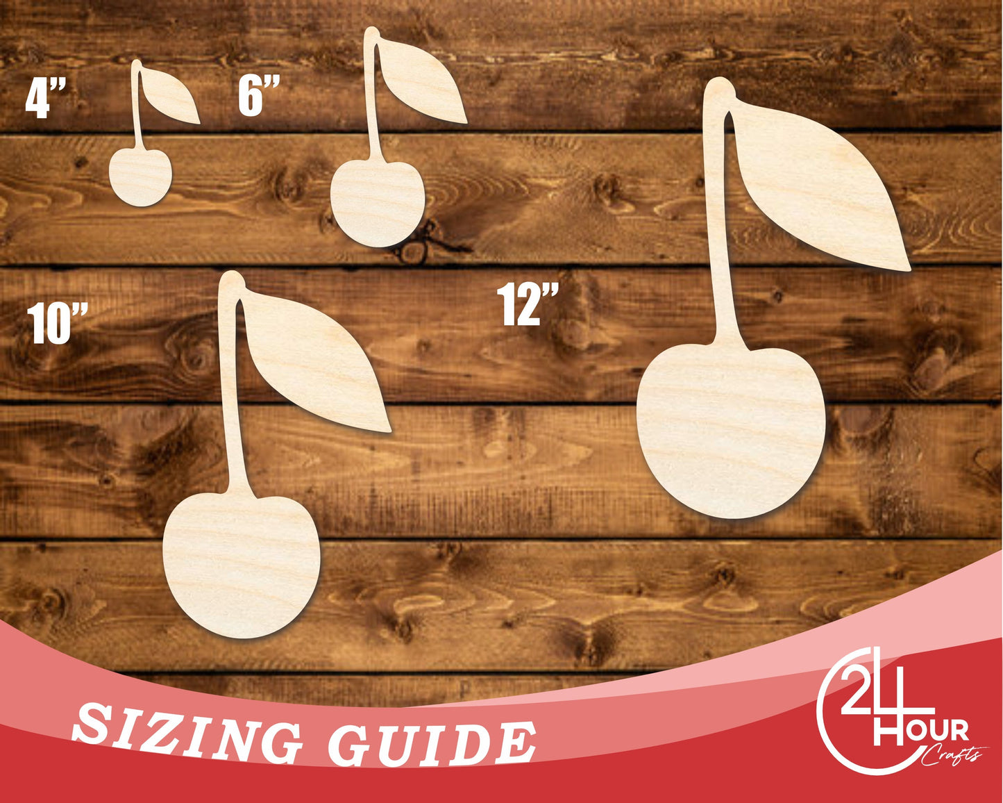 Unfinished Wood Cherry with Leaf Shape | DIY Craft Cutout | up to 46" DIY