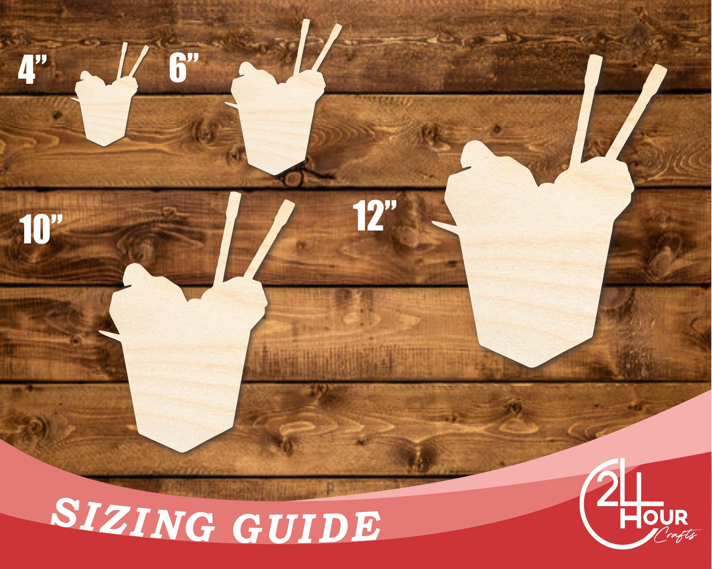 Unfinished Wood Chinese Takeout Shape | DIY Craft Cutout | up to 46" DIY