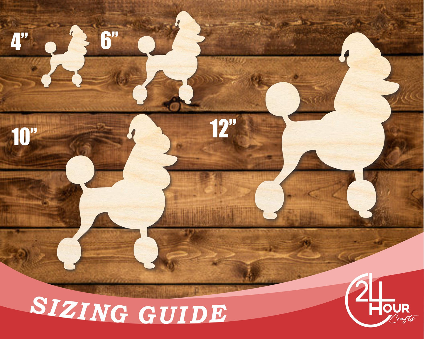 Unfinished Wood Poodle With Santa Hat Shape | DIY Craft Cutout | up to 46" DIY
