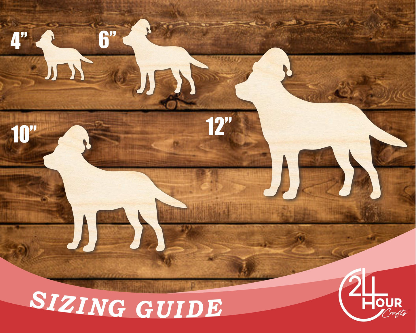 Unfinished Wood Lab With Santa Hat Shape | DIY Craft Cutout | up to 46" DIY