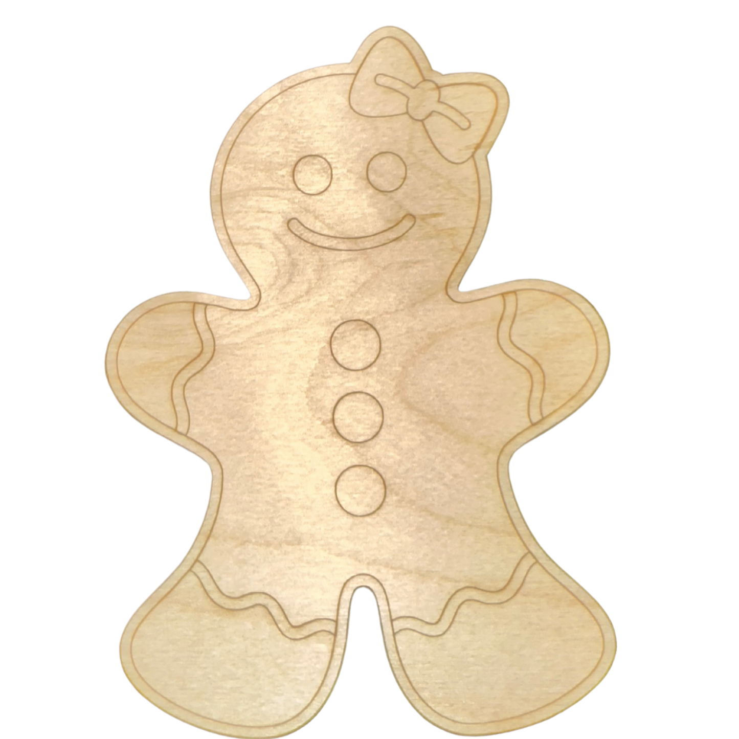Unfinished Wood Etched Girl Gingerbread Shape | Paint By Line Crafts | up to 30" DIY