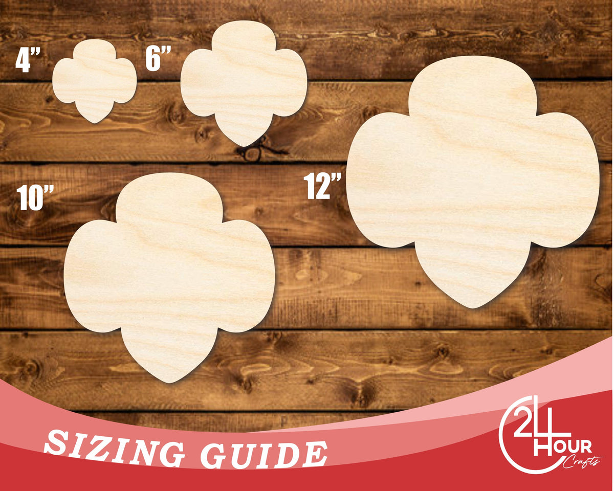 Unfinished Wood Scout Trefoil | DIY Craft Cutout | up to 46" DIY
