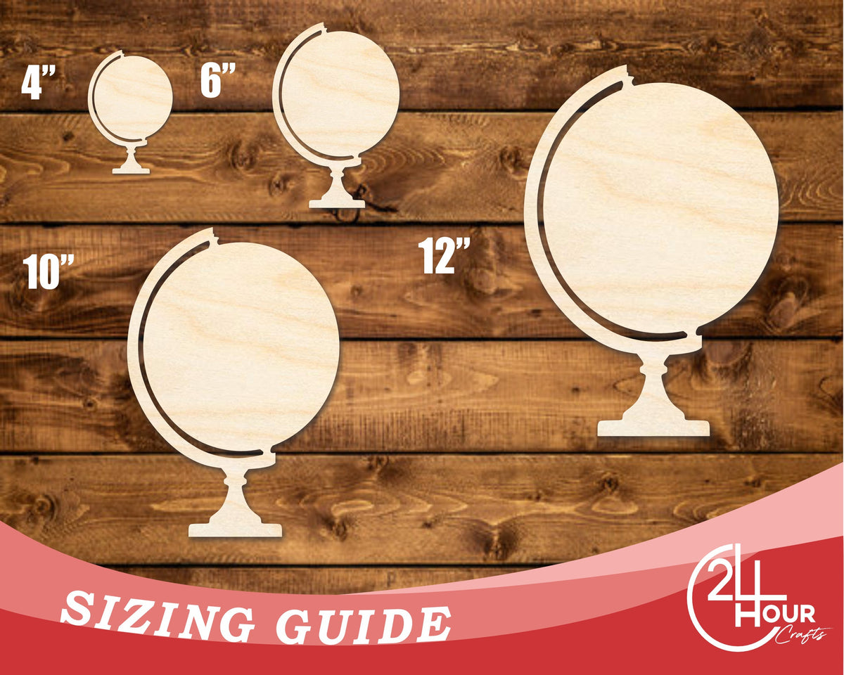 Unfinished Wood Globe Shape - Craft - up to 46" DIY