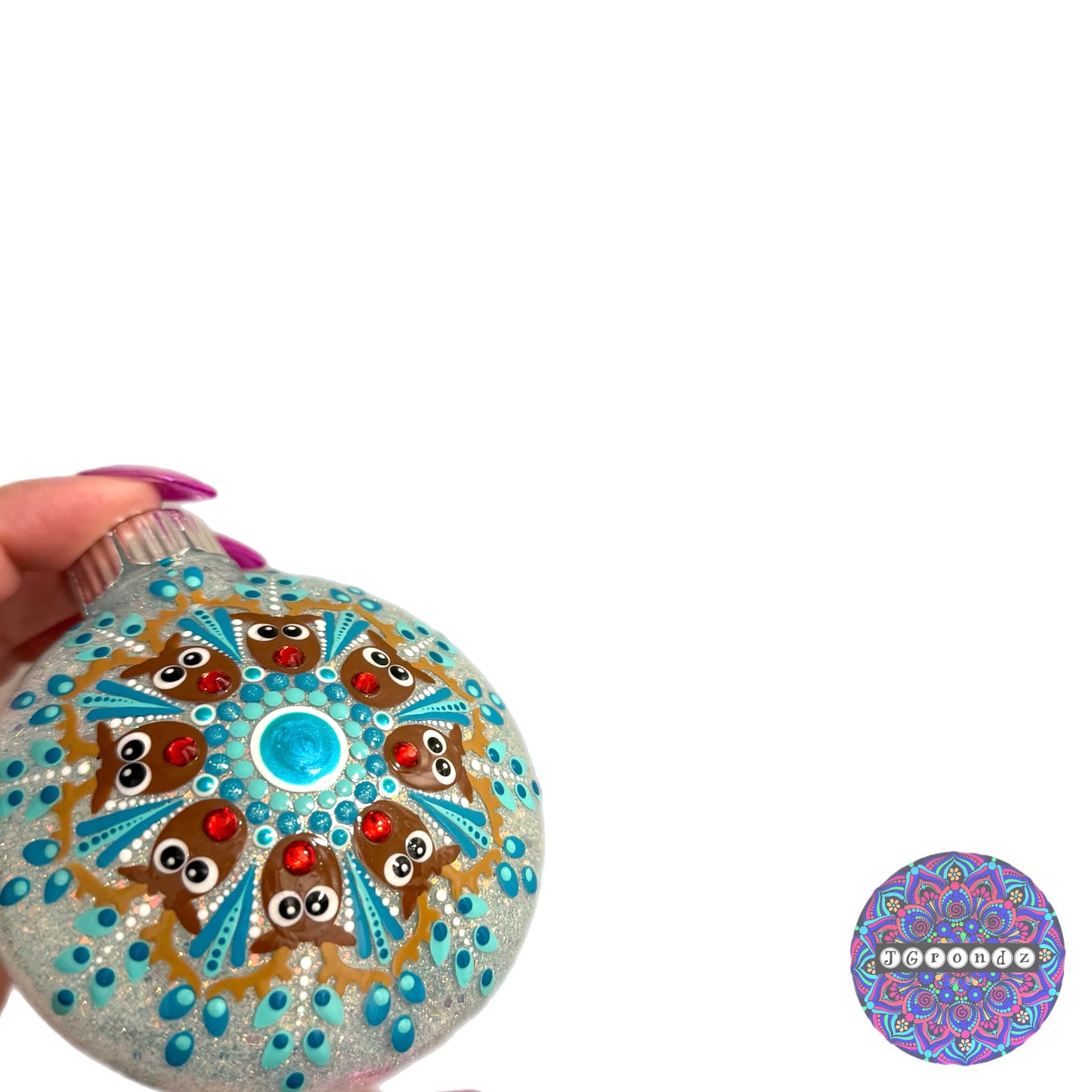 3” Rudolph Mandala Glitter Ornament
