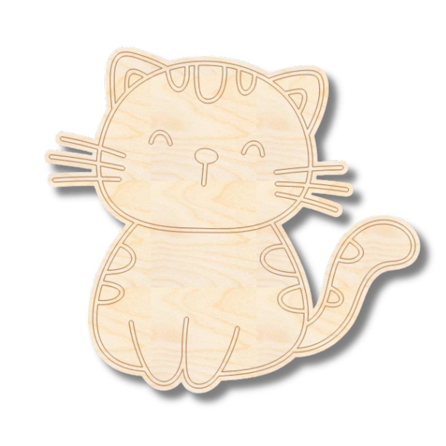Unfinished Wood Etched Farm Cat Shape | Paint By Line Crafts | up to 30" DIY