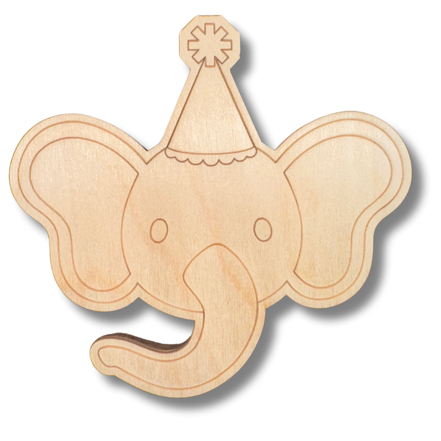 Unfinished Wood Etched Birthday Elephant Shape | Paint By Line Crafts | up to 30" DIY