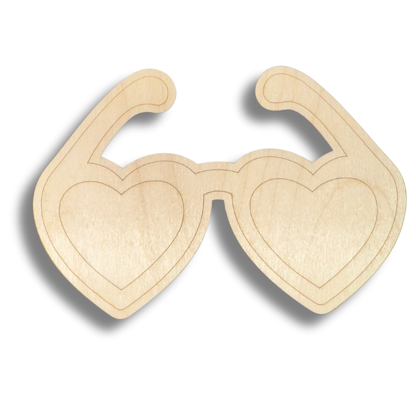 Unfinished Wood Etched Heart Glasses Shape | Paint By Line Crafts | up to 30" DIY