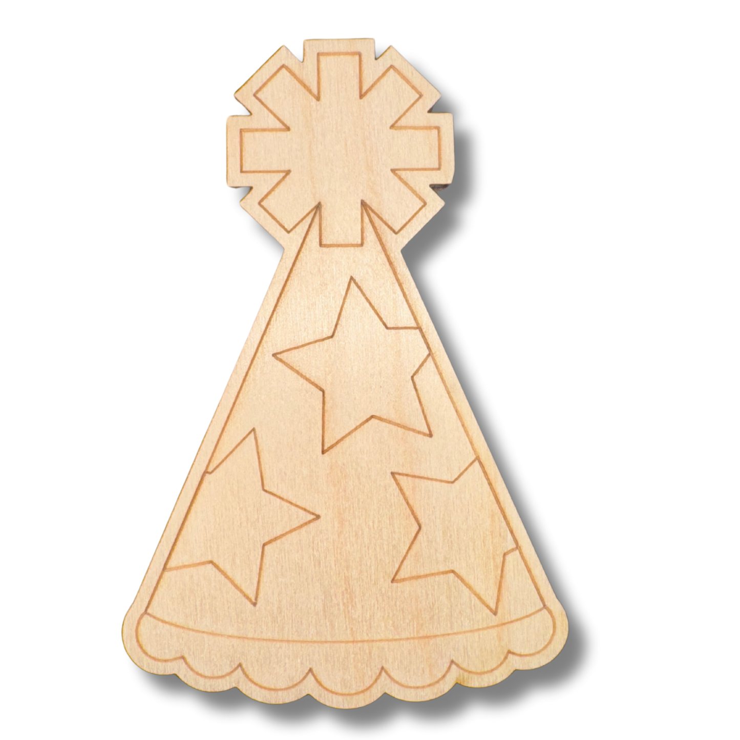 Unfinished Wood Etched Star Party Hat Shape | Paint By Line Crafts | up to 30" DIY