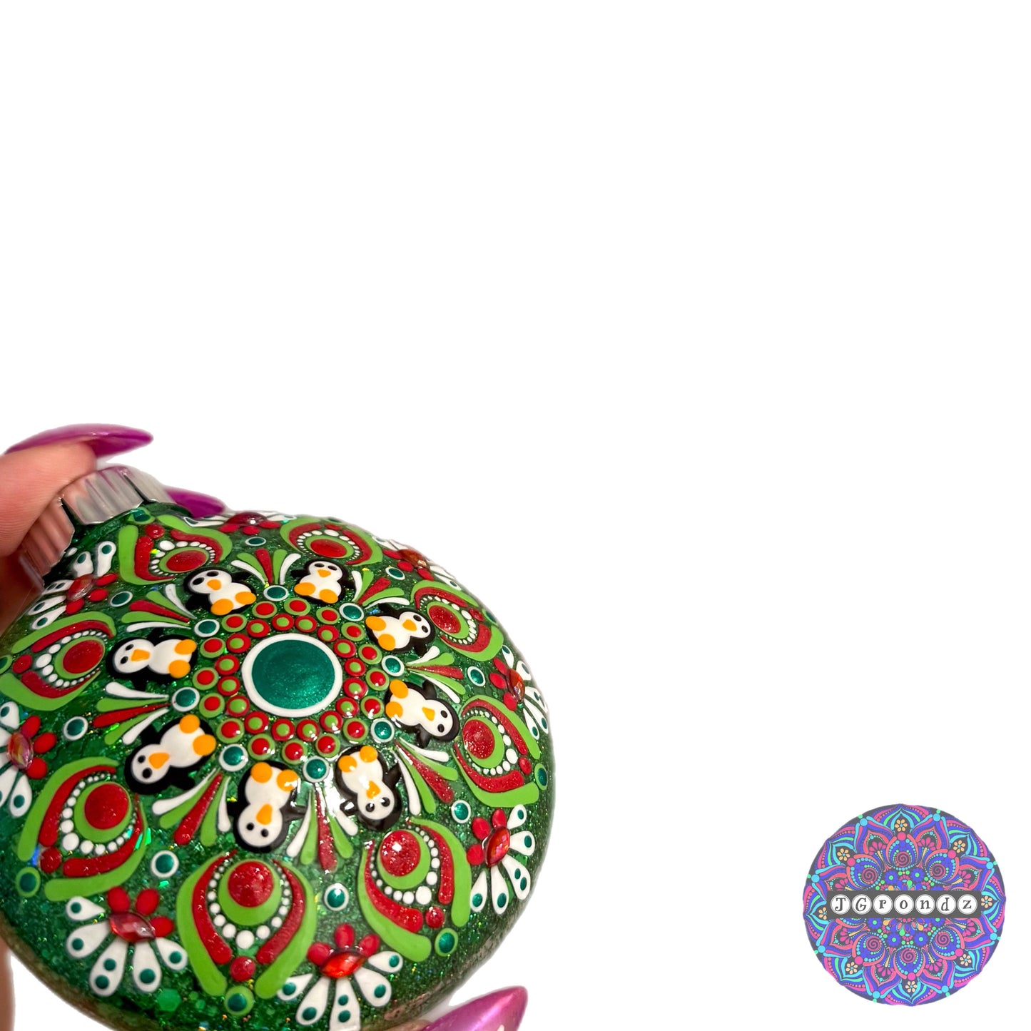 3” Penguin Mandala Glitter Ornament