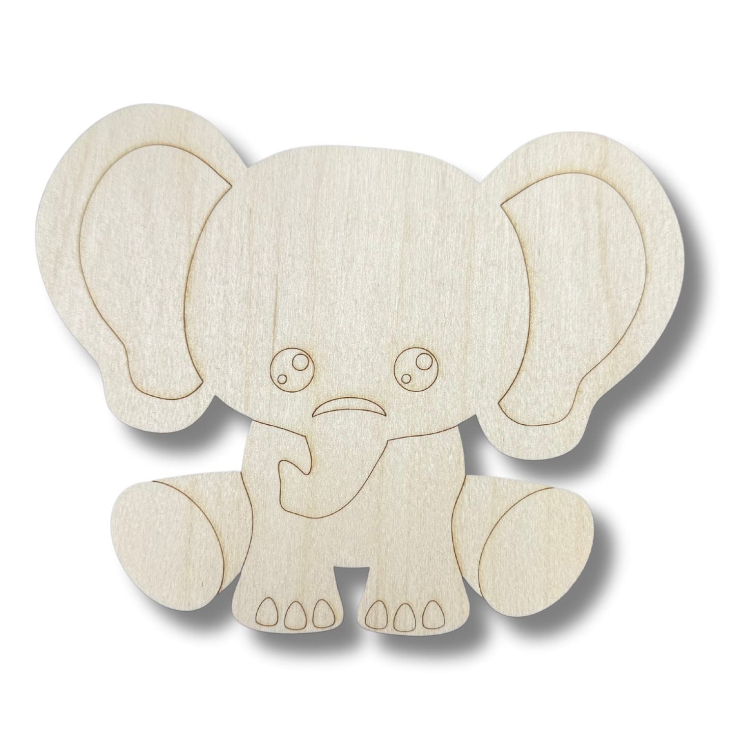 Unfinished Wood Etched Cute Elephant Shape | Paint By Line Crafts | up to 30" DIY