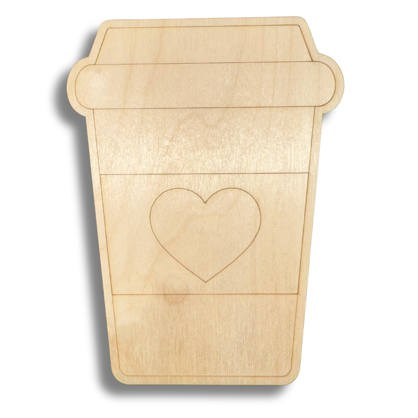 Unfinished Wood Etched Cute Latte Shape | Paint By Line Crafts | up to 30" DIY