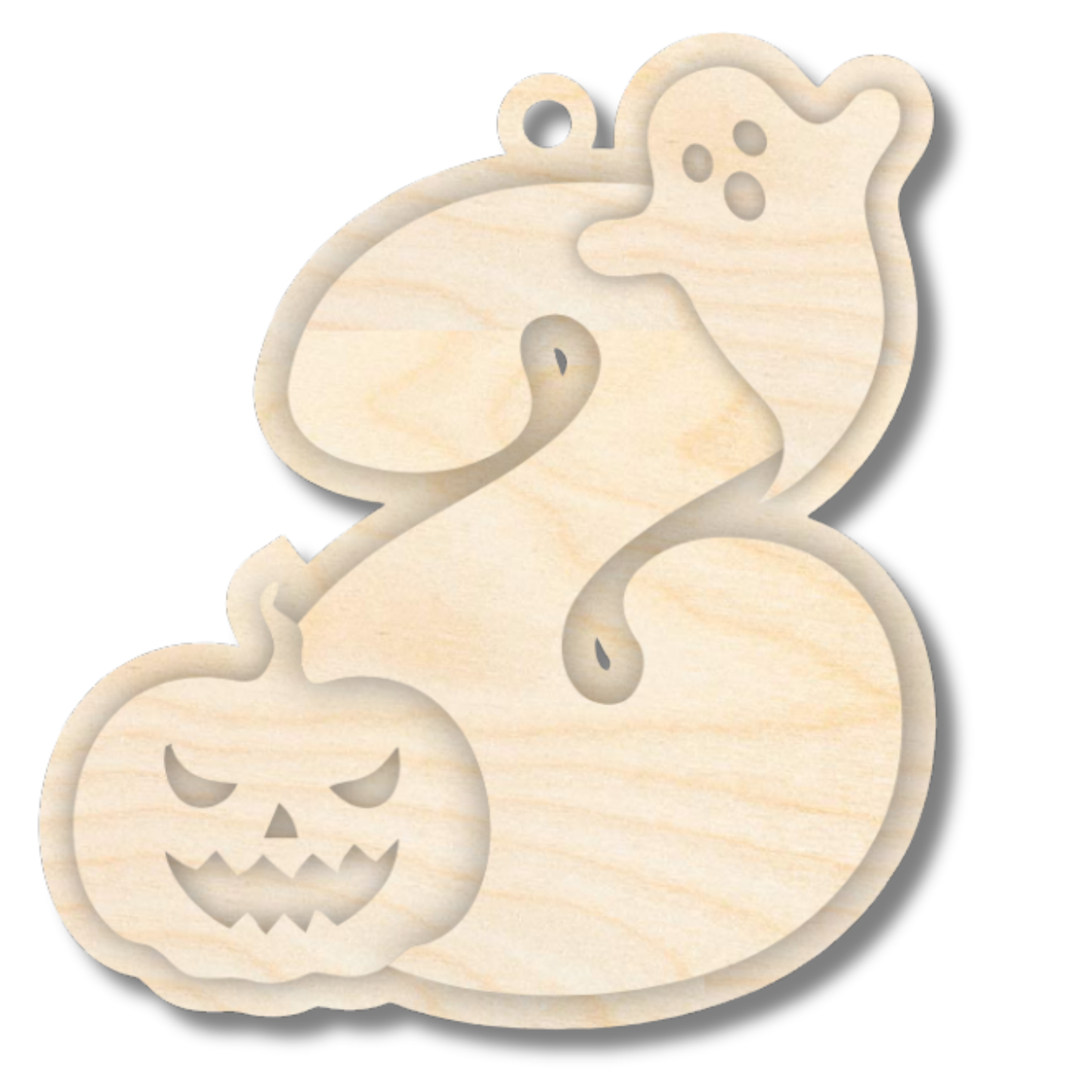Unfinished Wood Layered Letter Halloween Ghost & Pumpkin Tags | A-Z | 4 Piece | 6" Tall | 1/8" Wood | Wood Craft DIY
