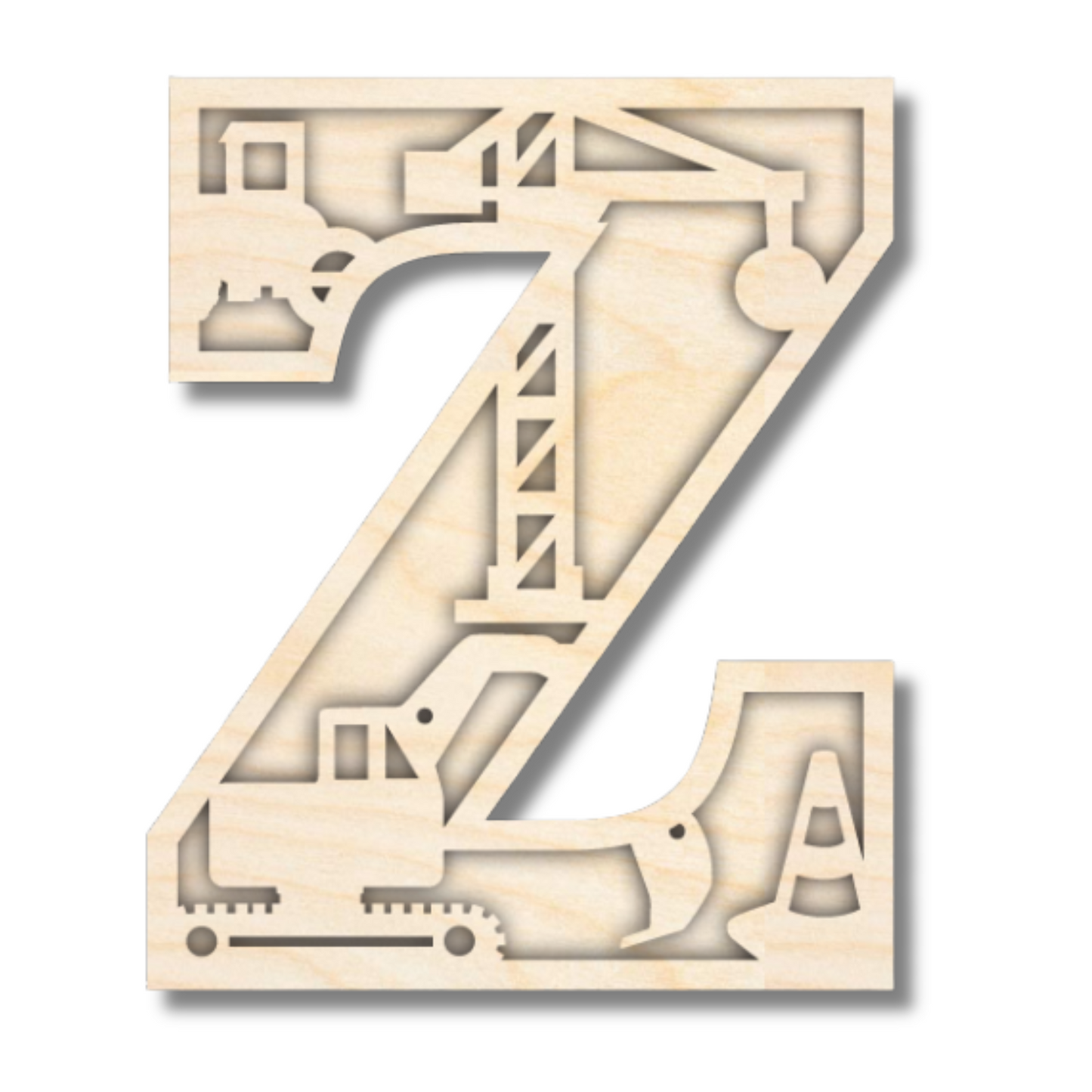 Unfinished Wood Layered Themed Letters | Construction | A-Z | 2 Piece | up to 24"