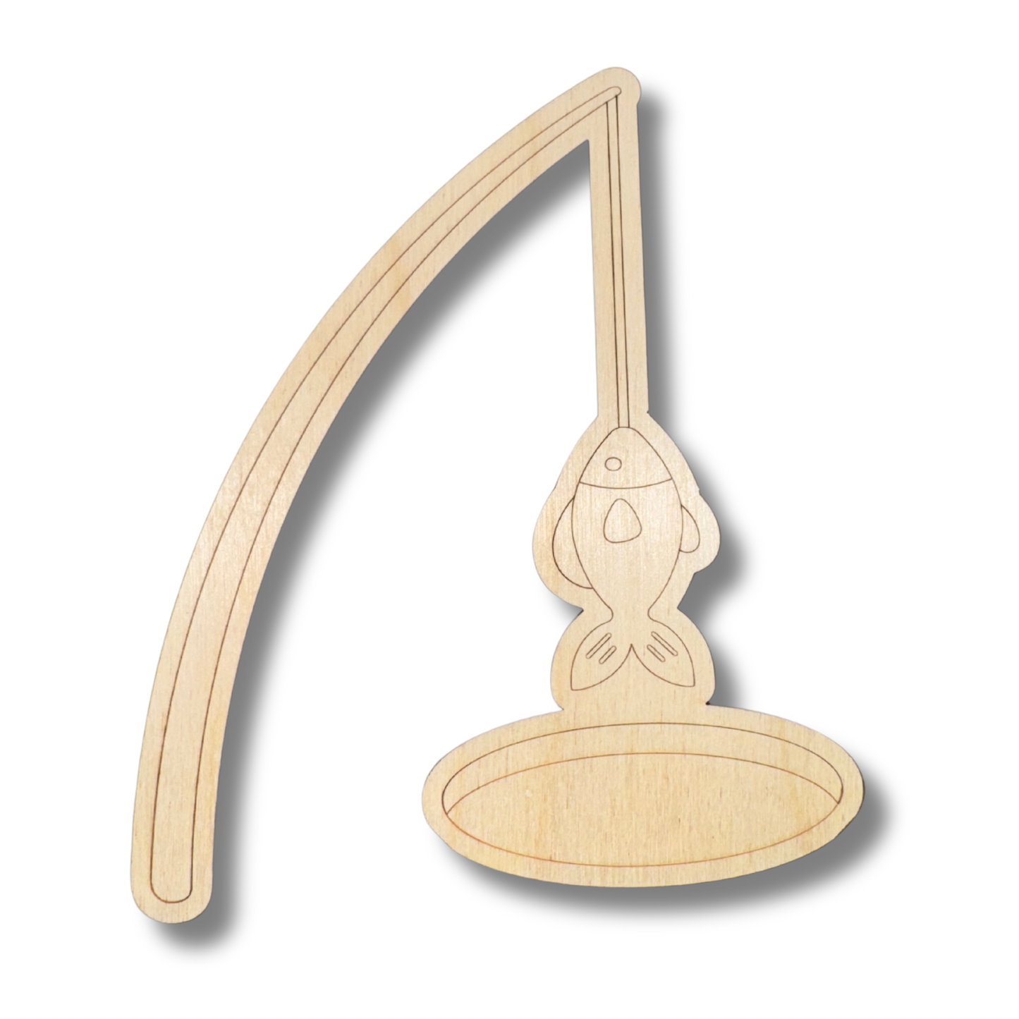 Unfinished Wood Etched Ice Fishing Shape | Paint By Line Crafts | up to 30" DIY