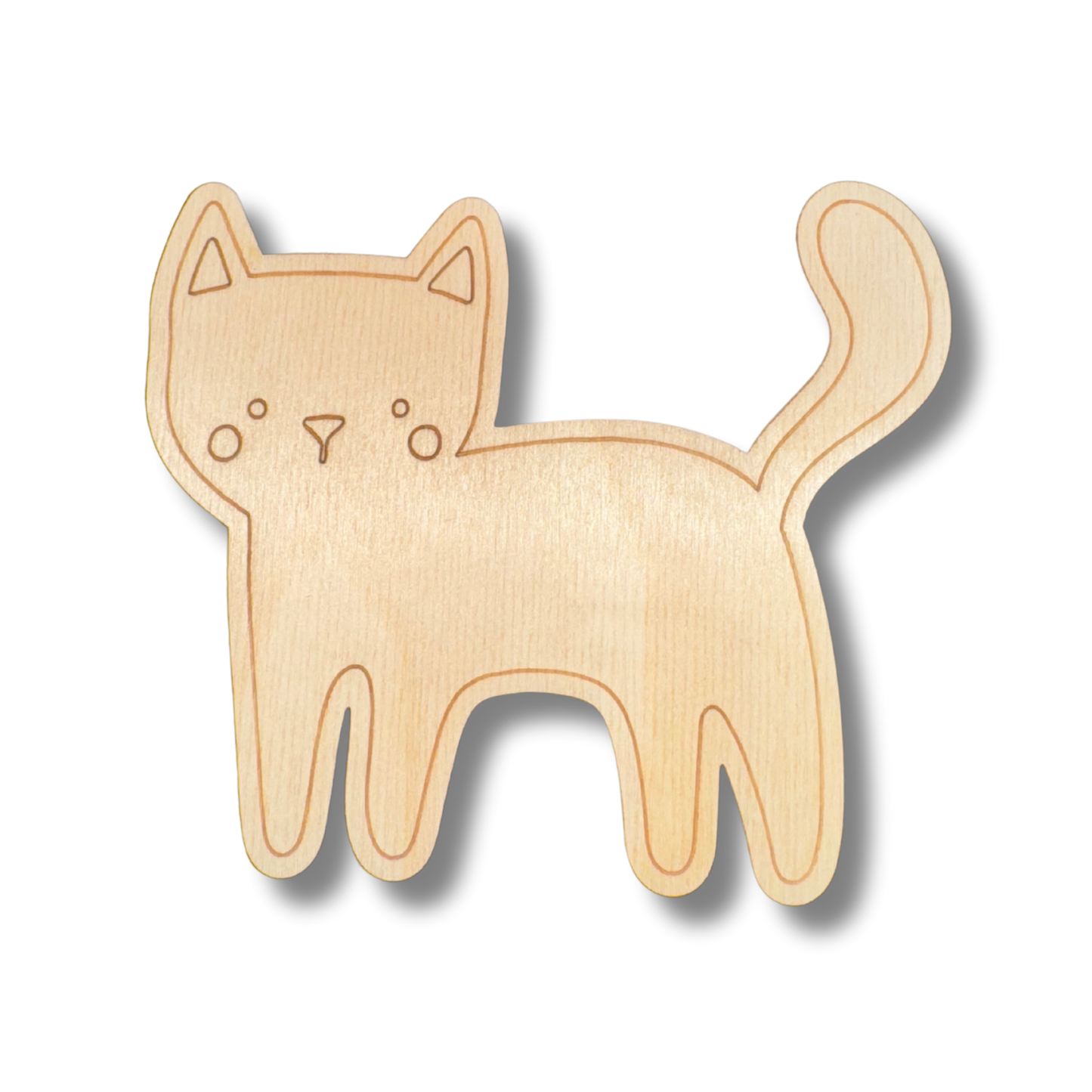Unfinished Wood Etched Cat Shape | Paint By Line Crafts | up to 30" DIY