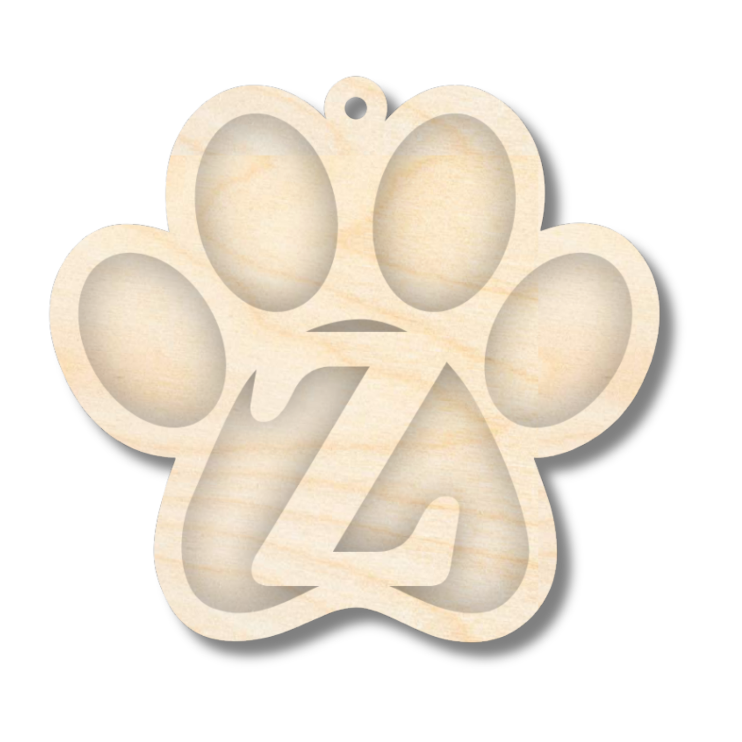 Unfinished Wood Layered Letter Paw Print Tags | A-Z | 2 Piece | 5" Wide | 1/8" Wood | Wood Craft DIY