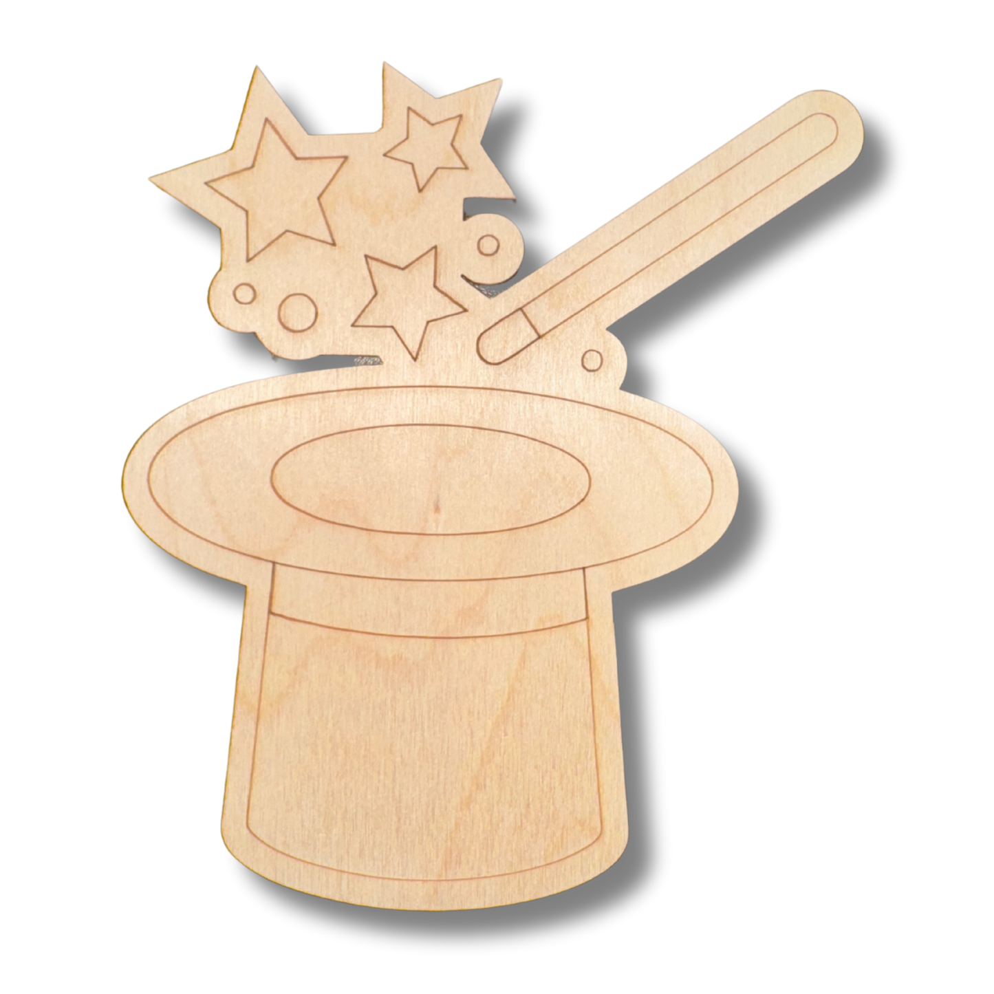Unfinished Wood Etched Magic Hat Shape | Paint By Line Crafts | up to 30" DIY