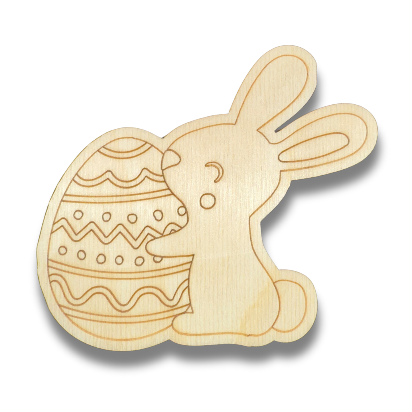 Unfinished Wood Etched Easter Egg Bunny Shape | Paint By Line Crafts | up to 30" DIY