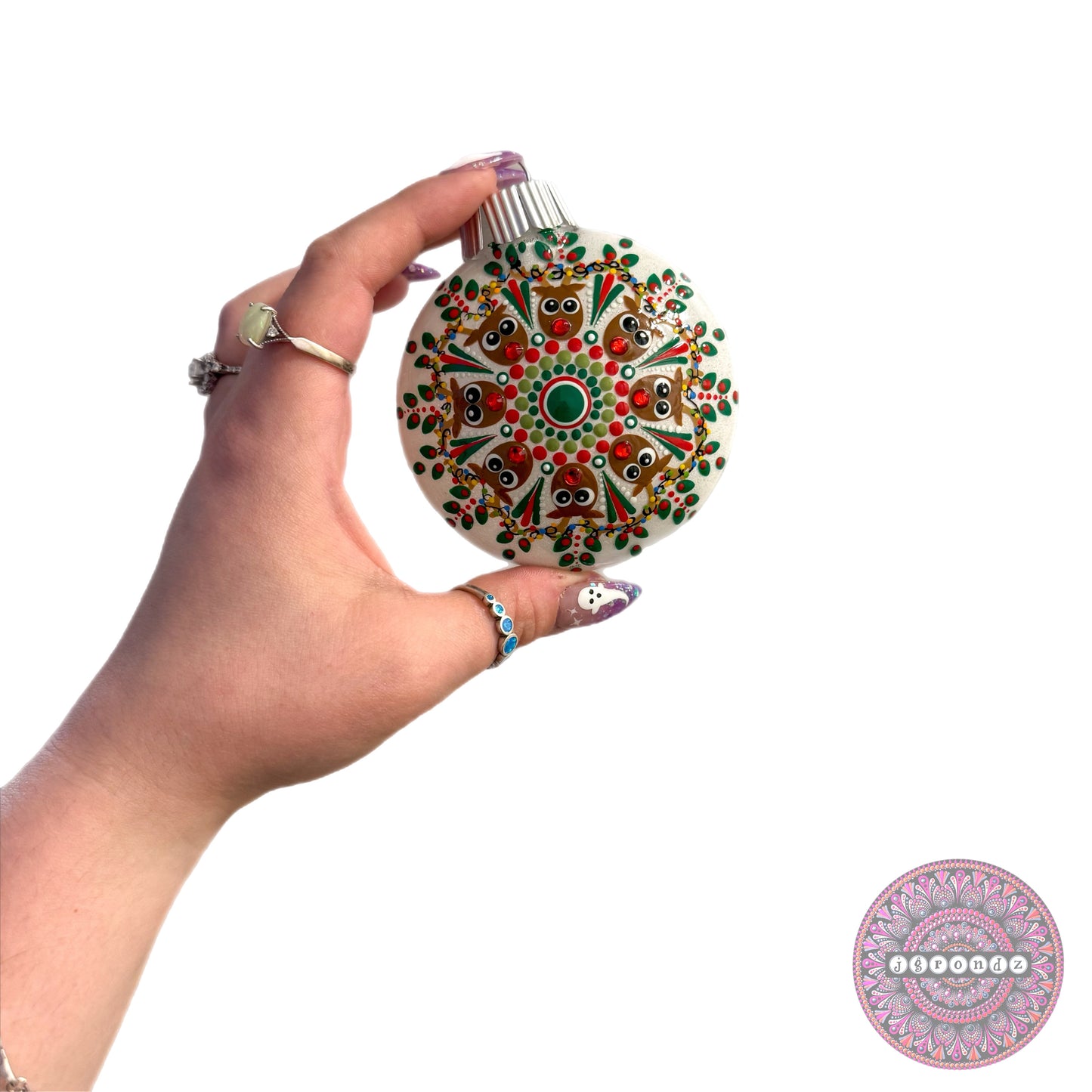 3” Rudolph Mandala Glitter Ornament