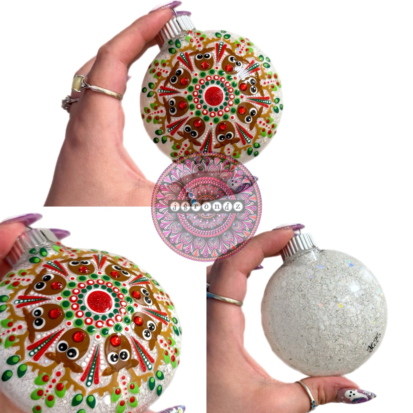 3” Rudolph Mandala Glitter Ornament