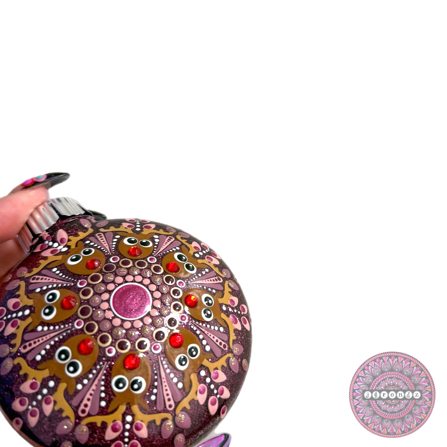 3” Rudolph Mandala Glitter Ornament
