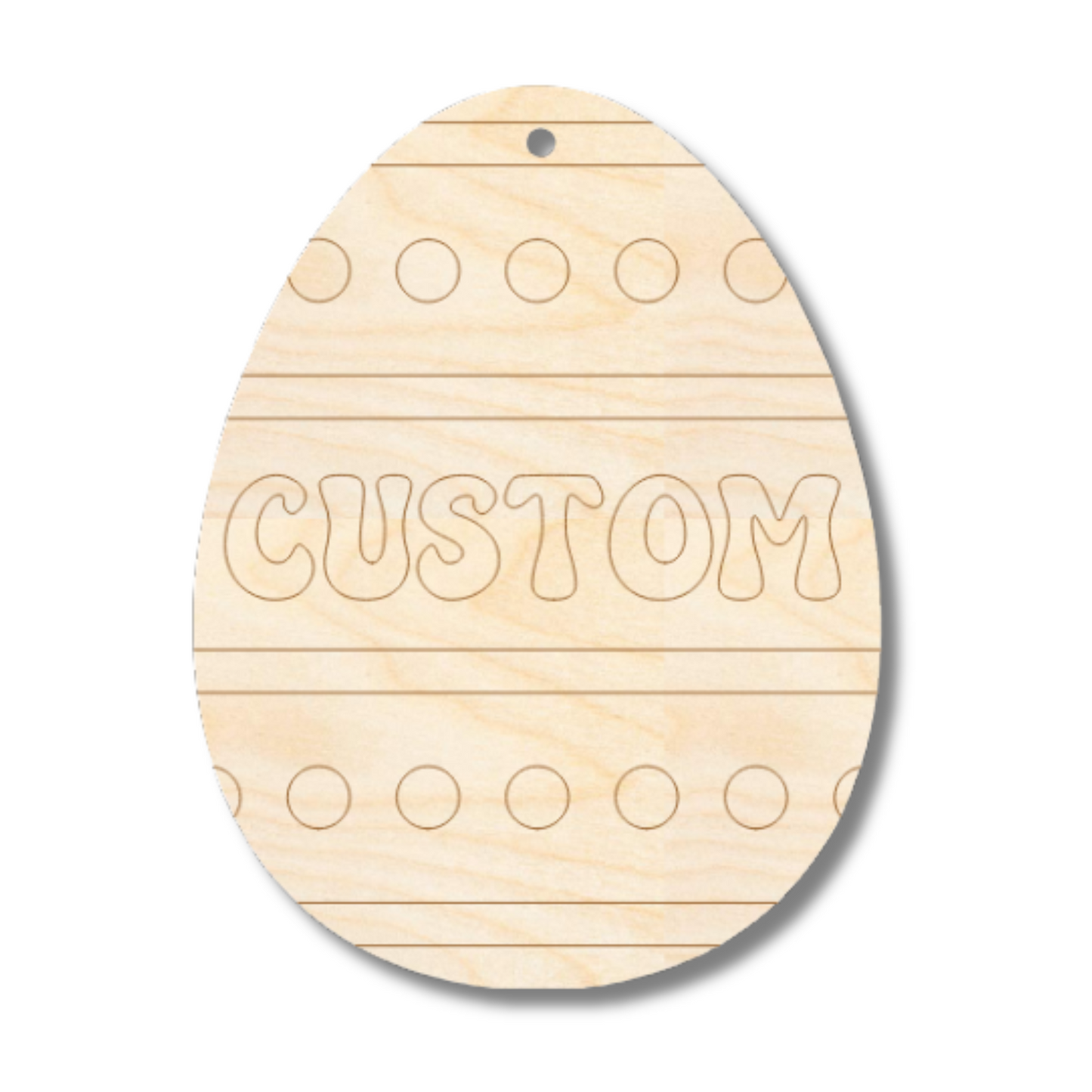 Unfinished Wood Etched Custom Name Striped Easter Egg Tag Shape | Paint By Line Crafts | up to 30" DIY