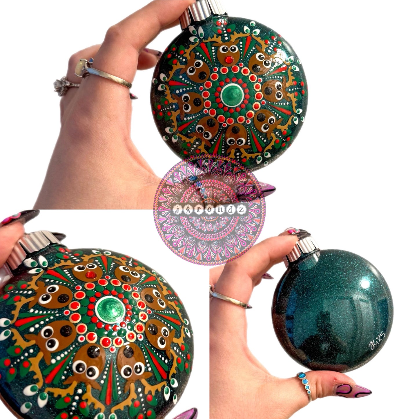 3” Reindeer Mandala Glitter Ornament