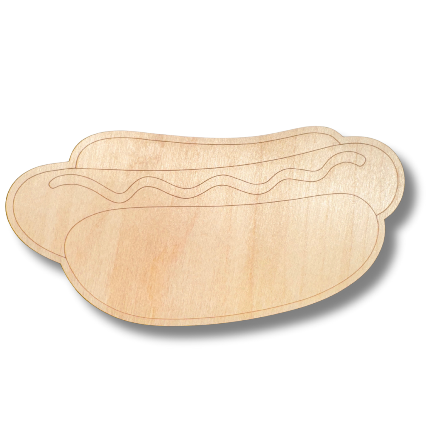 Unfinished Wood Etched Hot Dog Shape | Paint By Line Crafts | up to 30" DIY