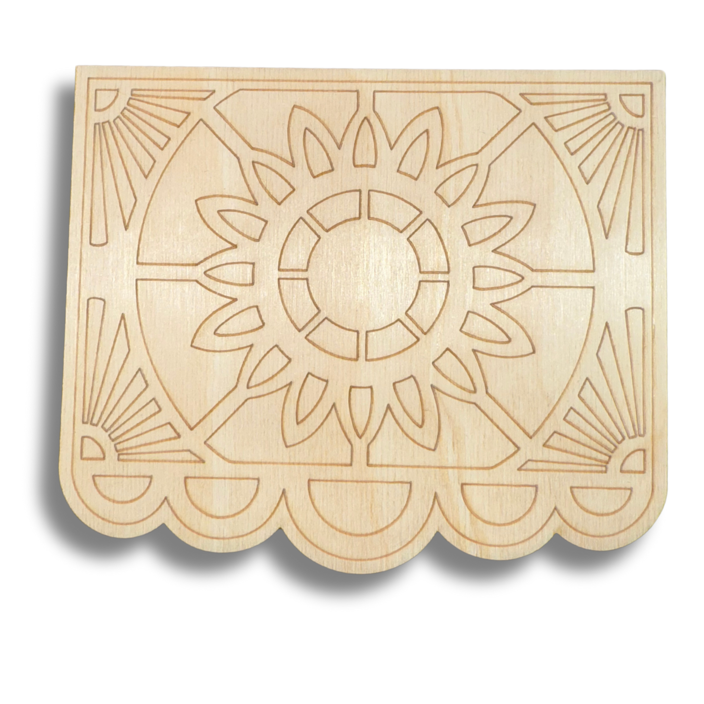 Unfinished Wood Etched Decoration Flag Shape | Paint By Line Crafts | up to 30" DIY