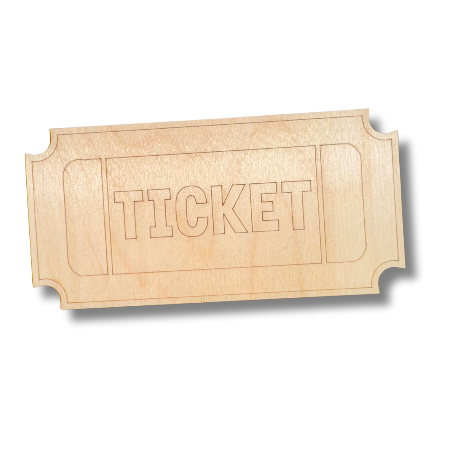 Unfinished Wood Etched Ticket Shape | Paint By Line Crafts | up to 30" DIY