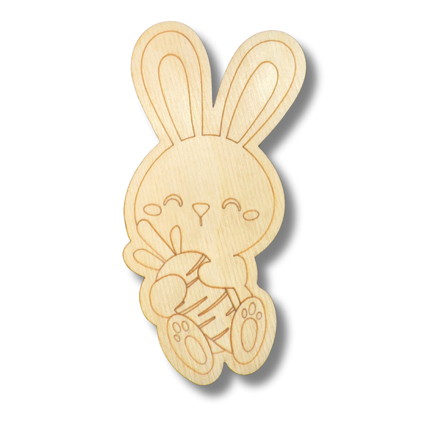Unfinished Wood Etched Cute Carrot Bunny Shape | Paint By Line Crafts | up to 30" DIY