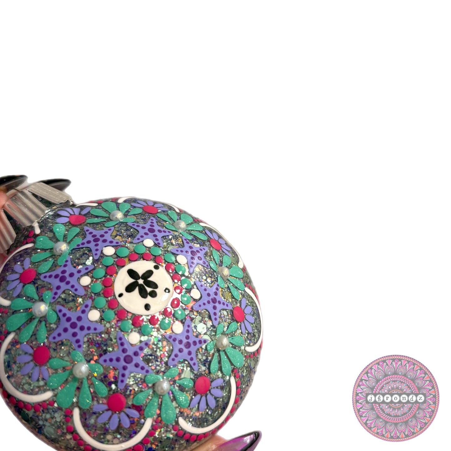 3” Beachy Mandala Glitter Ornament