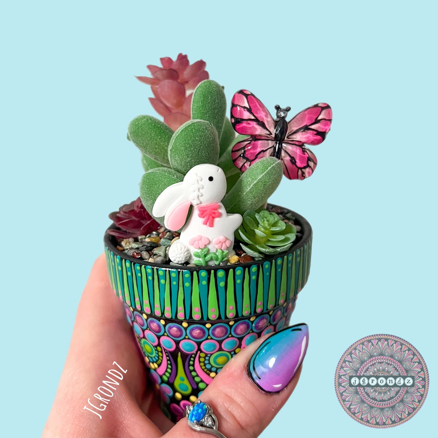 Hoppy Pot - Spring/Easter Painted Succulent Pot
