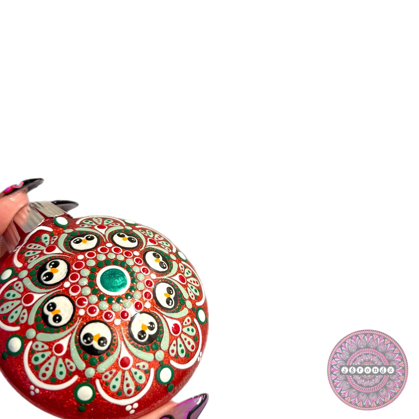 3” Penguin Mandala Glitter Ornament