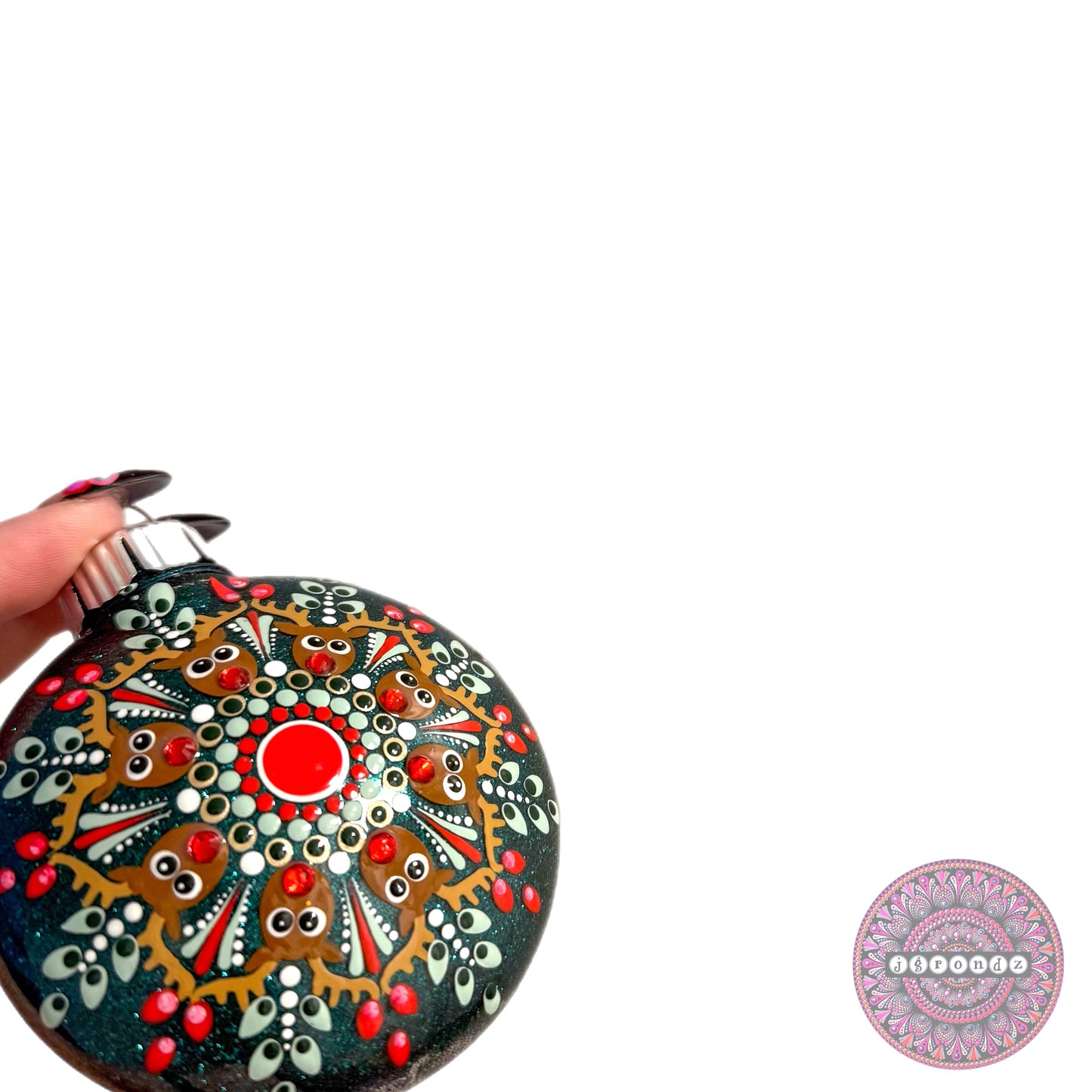 3” Rudolph Mandala Glitter Ornament