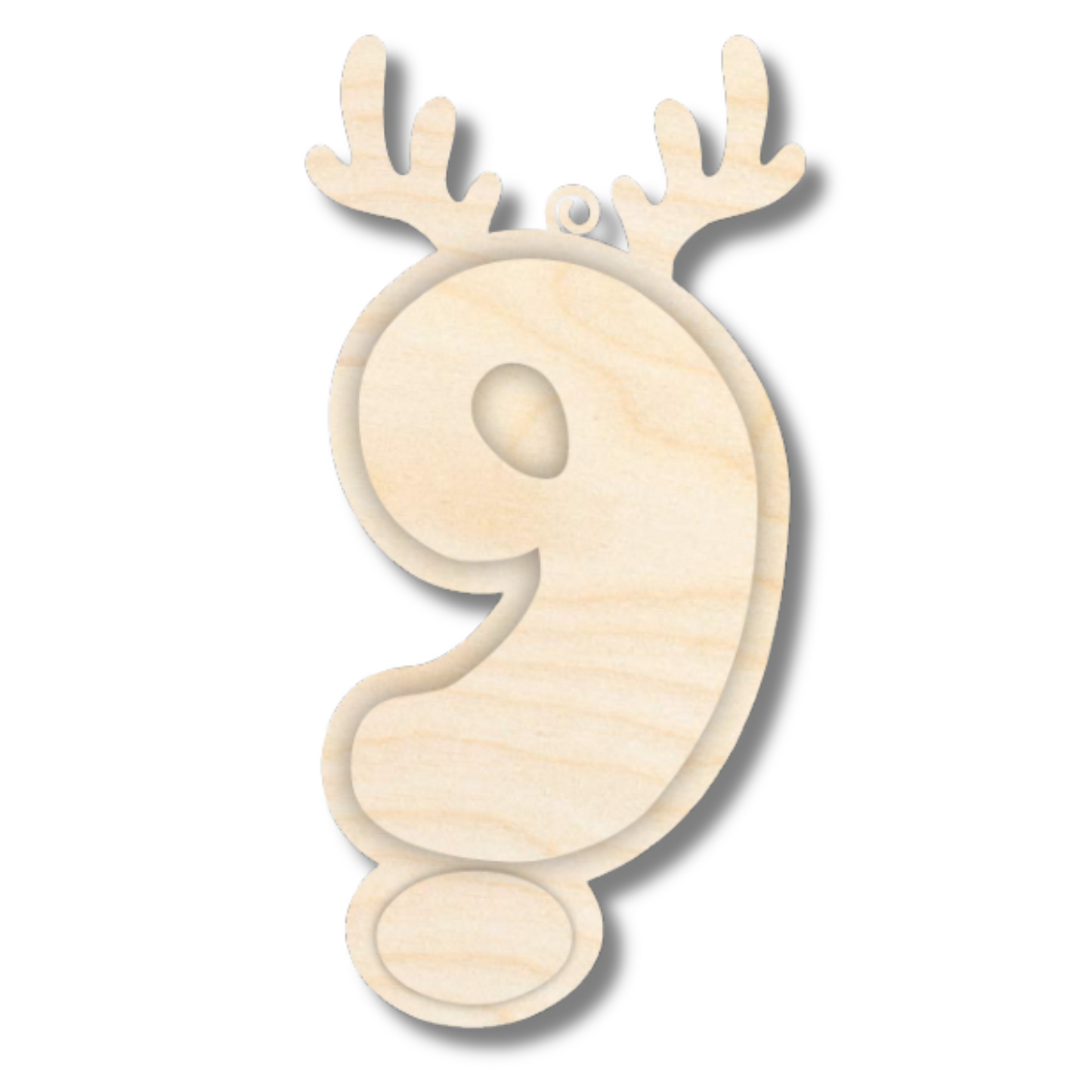 Unfinished Wood Layered Letter and Number Reindeer Ornaments | A-Z | 0-9 | 3 Piece | 6" Tall | 1/8" Wood | Wood Craft DIY