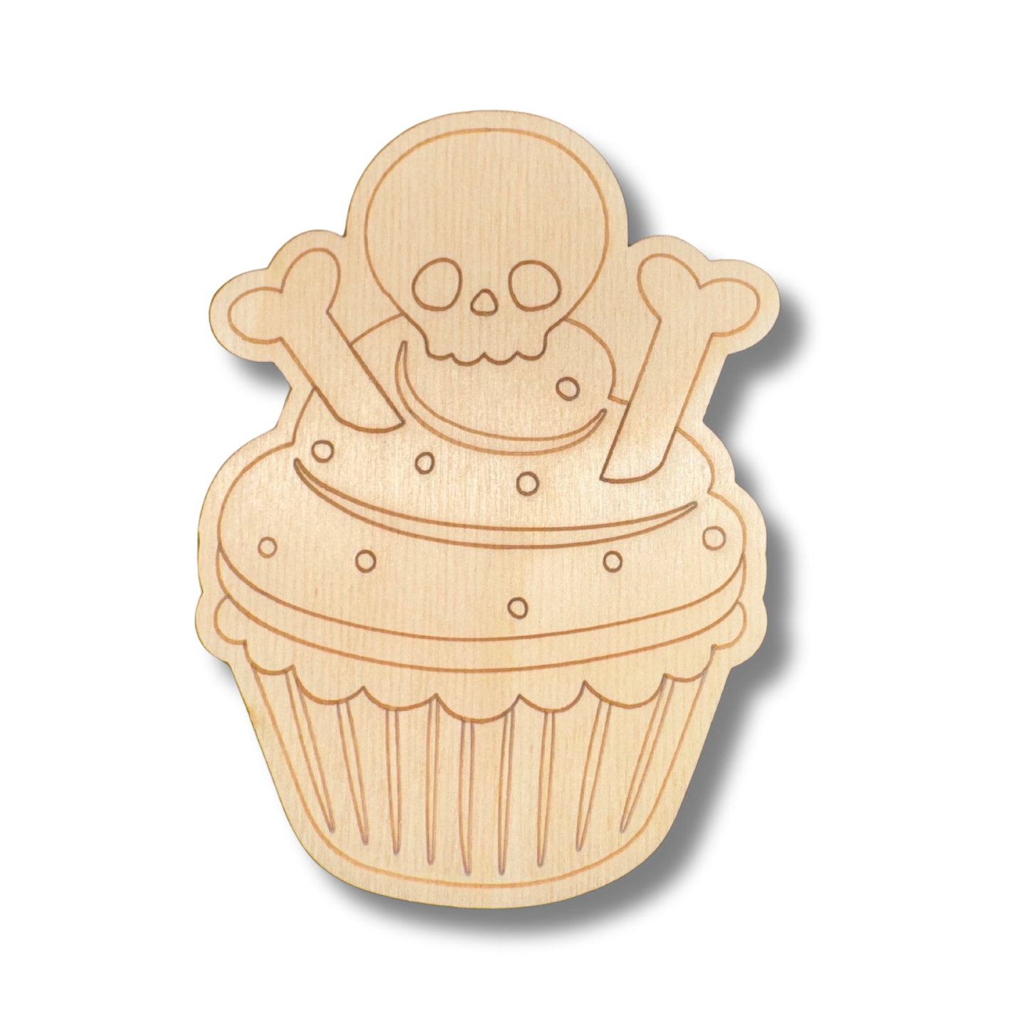 Unfinished Wood Etched Skull Cup Cake Shape | Paint By Line Crafts | up to 30" DIY