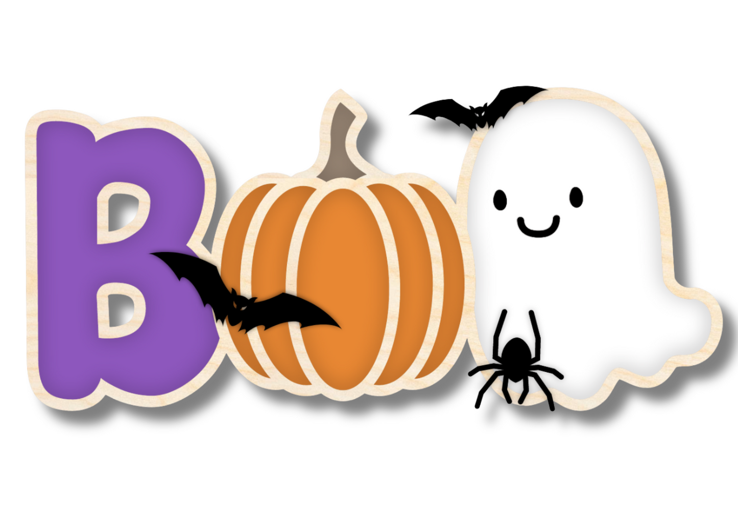 Unfinished Wood Boo Pumpkin Ghost Layered Sign | 3 Piece | Layered Boo Sign | up to 46" DIY