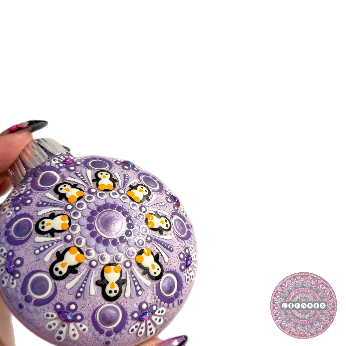 3” Penguin Mandala Glitter Ornament