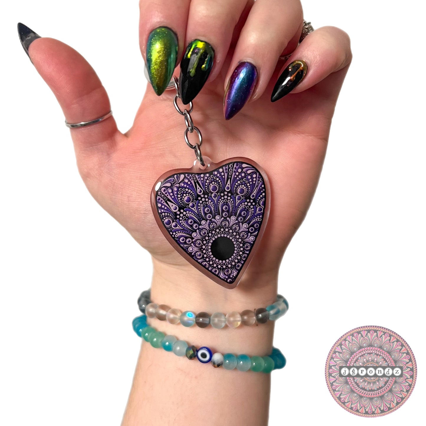 Double Sided Planchette acrylic/epoxy printed keychain