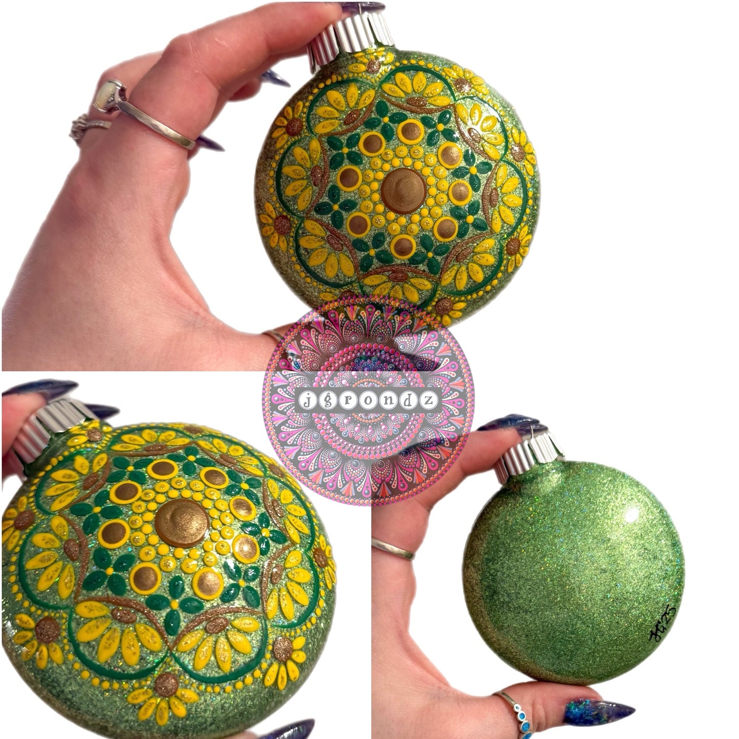 3” Sunflower Mandala Glitter Ornament