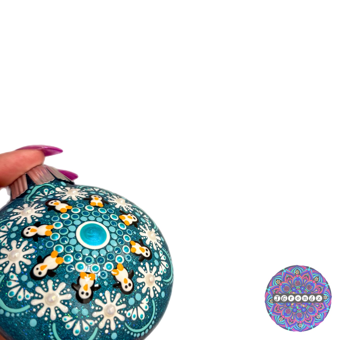 3” Penguin Mandala Glitter Ornament