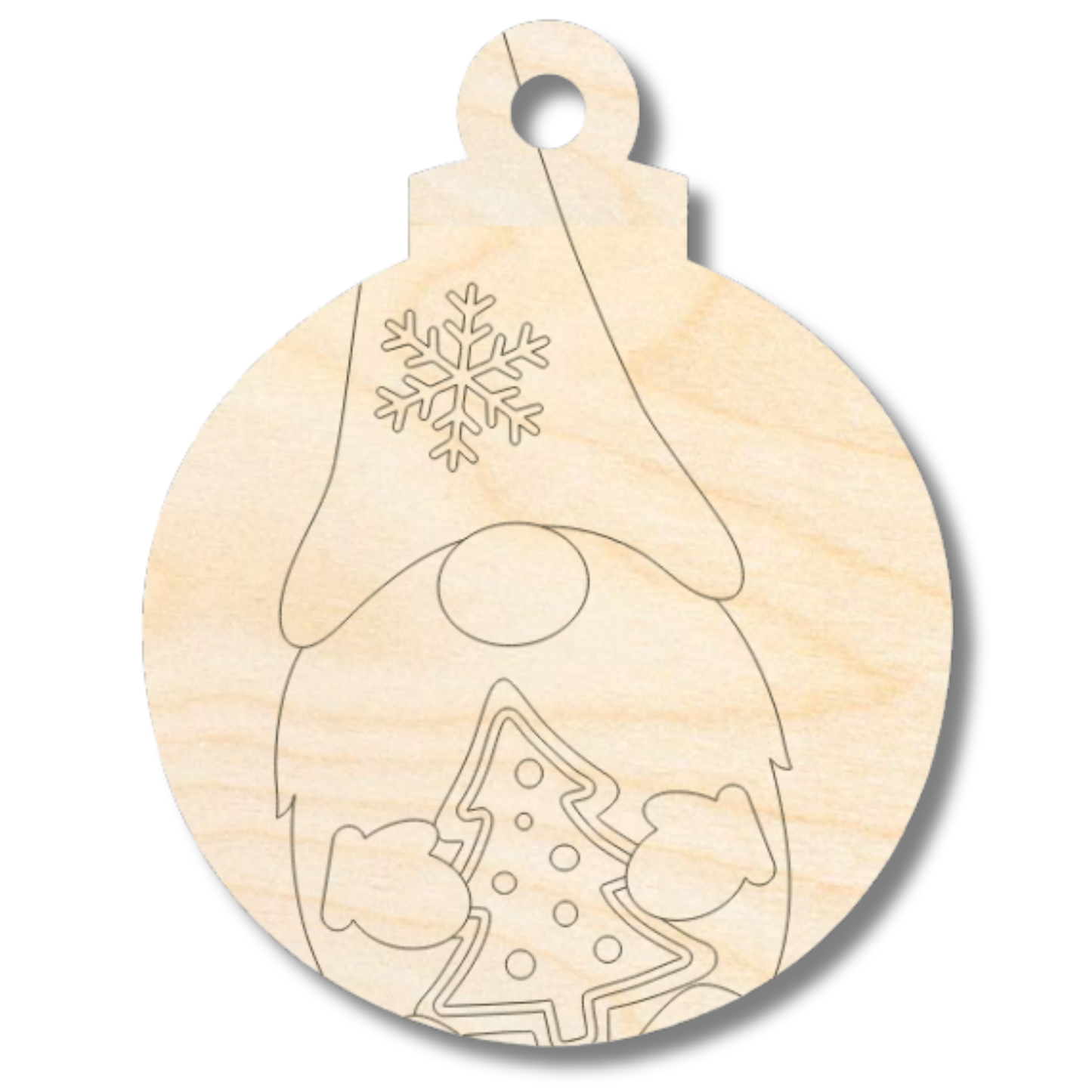 Unfinished Wood Etched Gnome Ornament Shape | Paint By Line Crafts | up to 30" DIY