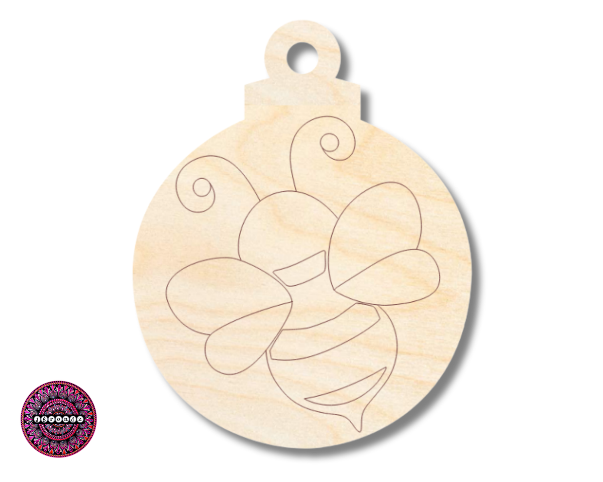Unfinished Wood Etched Bumble Bee Ornament Shape | JGrondz | Paint By Line Crafts | up to 30" DIY