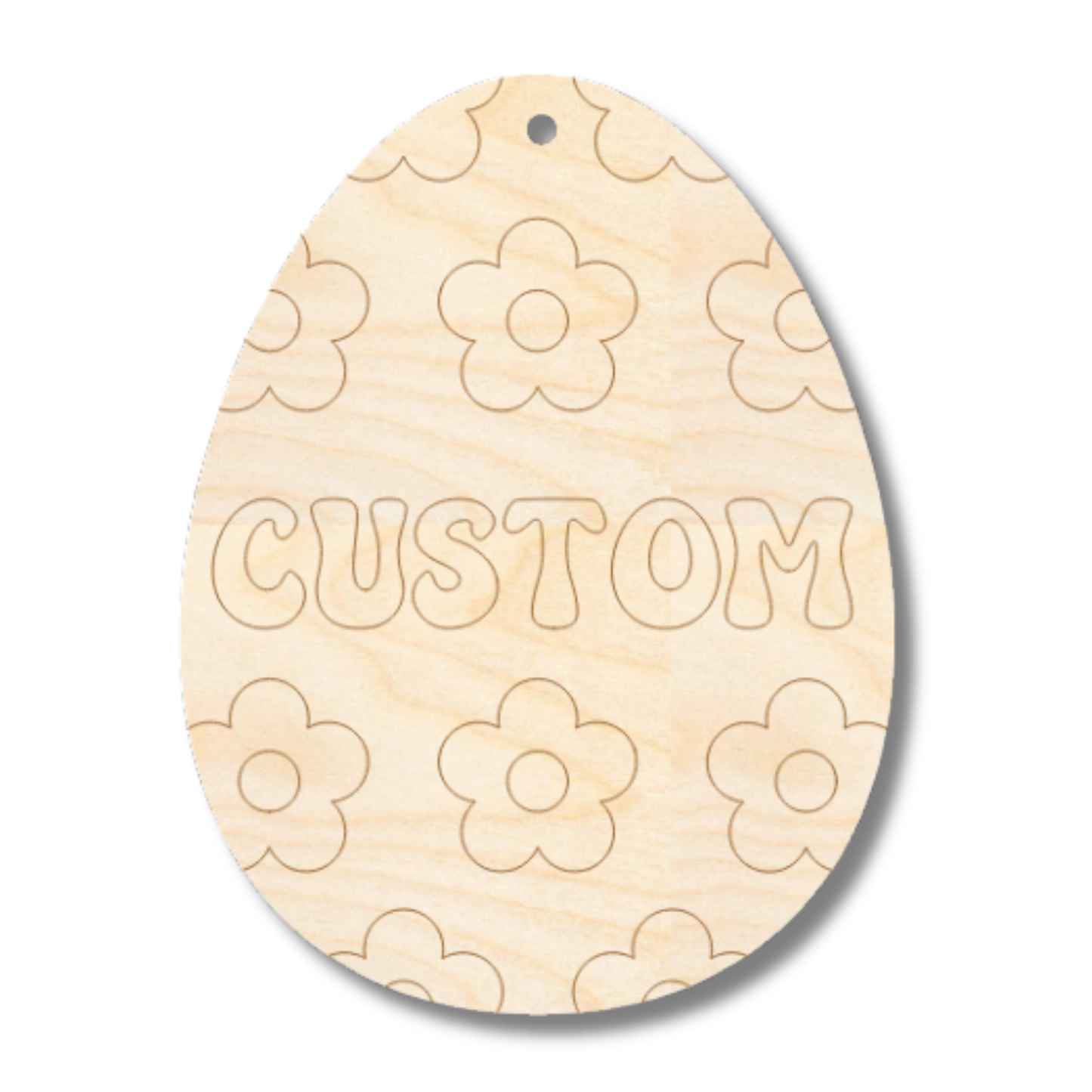 Unfinished Wood Etched Custom Name Flower Easter Egg Tag Shape | Paint By Line Crafts | up to 30" DIY