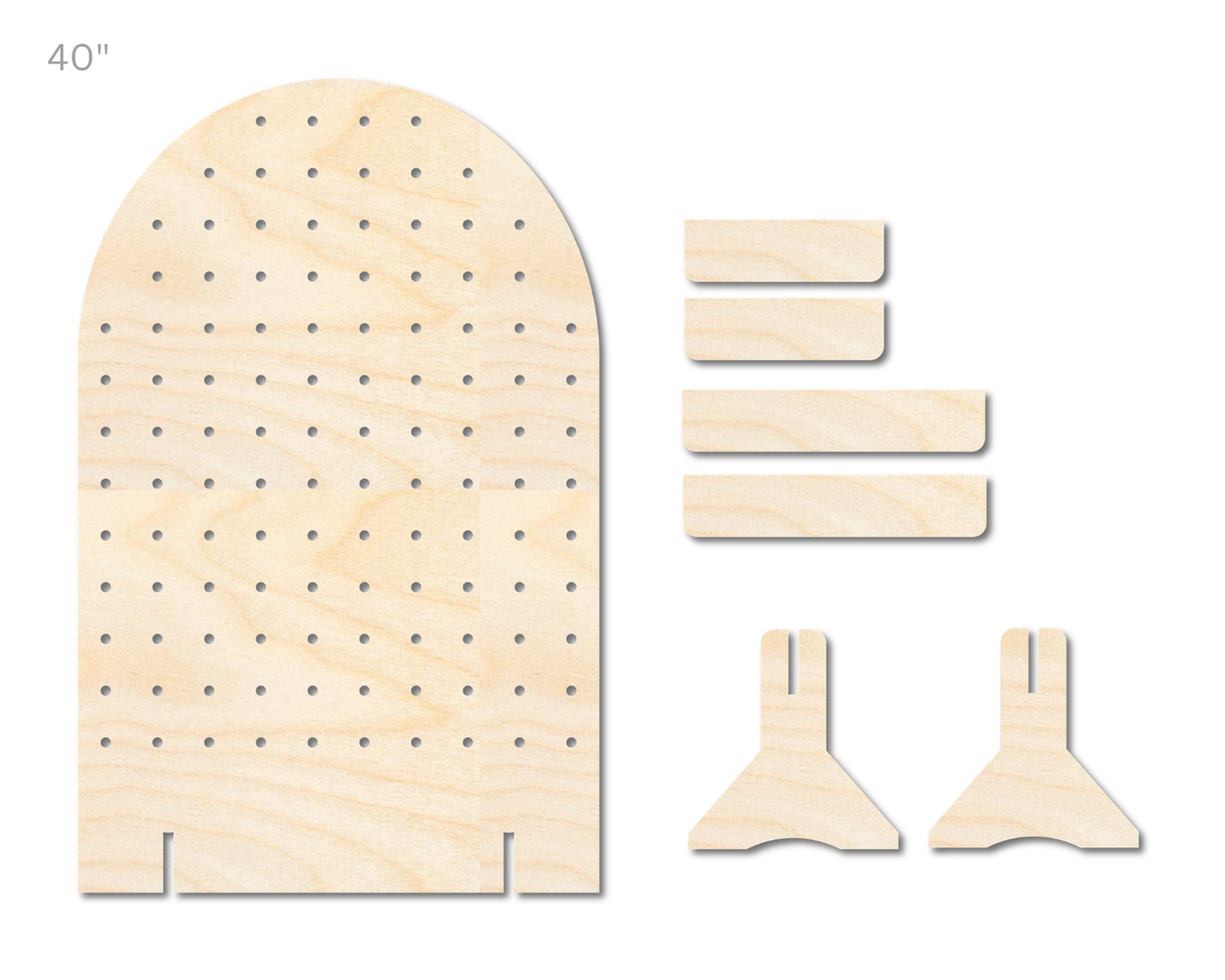 Unfinished Wood Arch Standing Peg Board | Standing Wood Peg Board | 1/2" & 1/4" Thick Wood | up to 40"