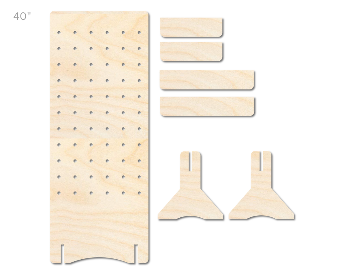 Unfinished Wood Rectangle Standing Peg Board | Standing Wood Peg Board | 1/2" & 1/4" Thick Wood | up to 40"