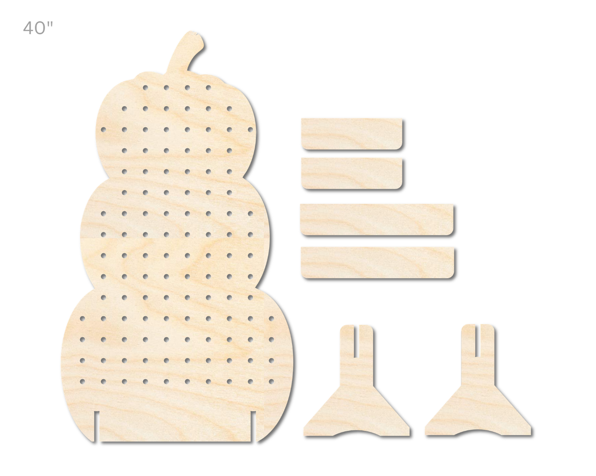 Unfinished Wood Stacked Pumpkins Standing Peg Board | Standing Wood Peg Board | 1/2" & 1/4" Thick Wood | up to 40"