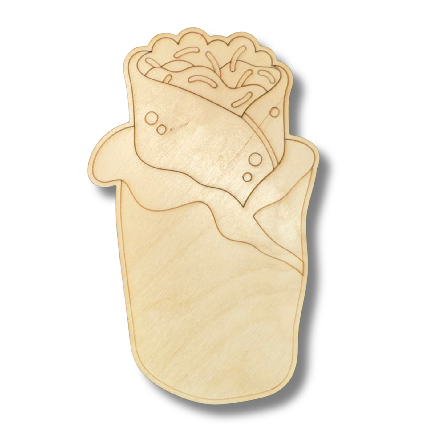 Unfinished Wood Etched Burrito Shape | Paint By Line Crafts | up to 30" DIY